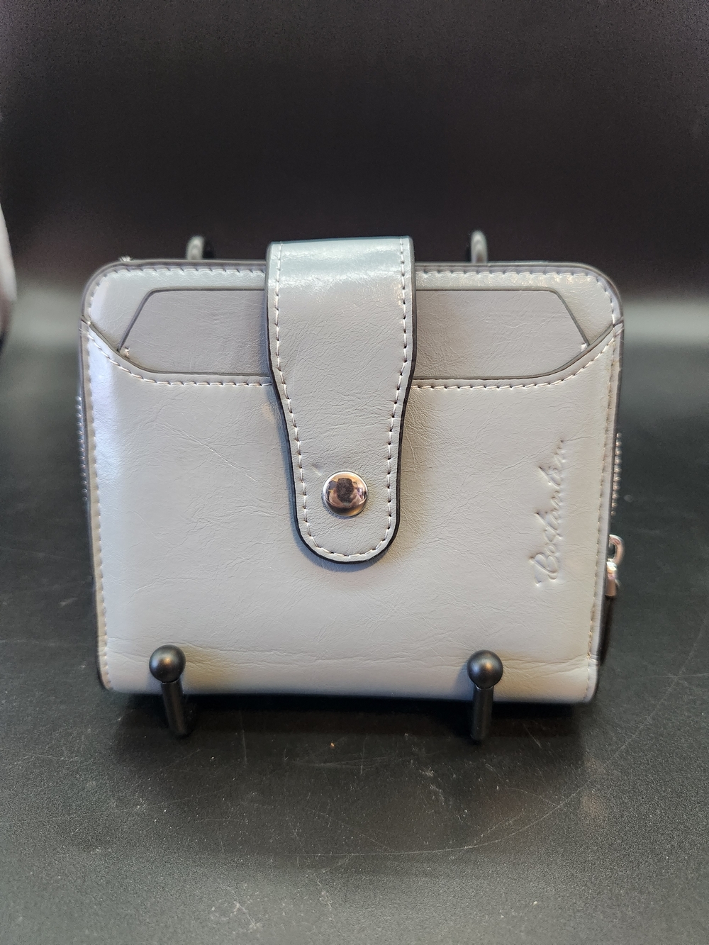 Bostanten Women's Small Blue Bifold Leather Wallet, New